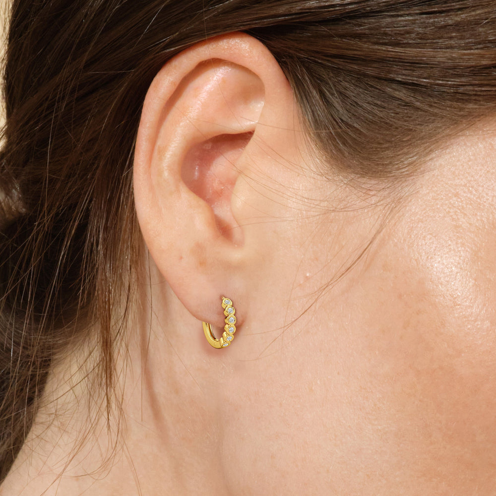 Muse Huggie Hoops with 14KT Rose Gold / Lab / 1/8 Cut Diamond in 14KT Rose Gold / Lab / 1/8 view 3
