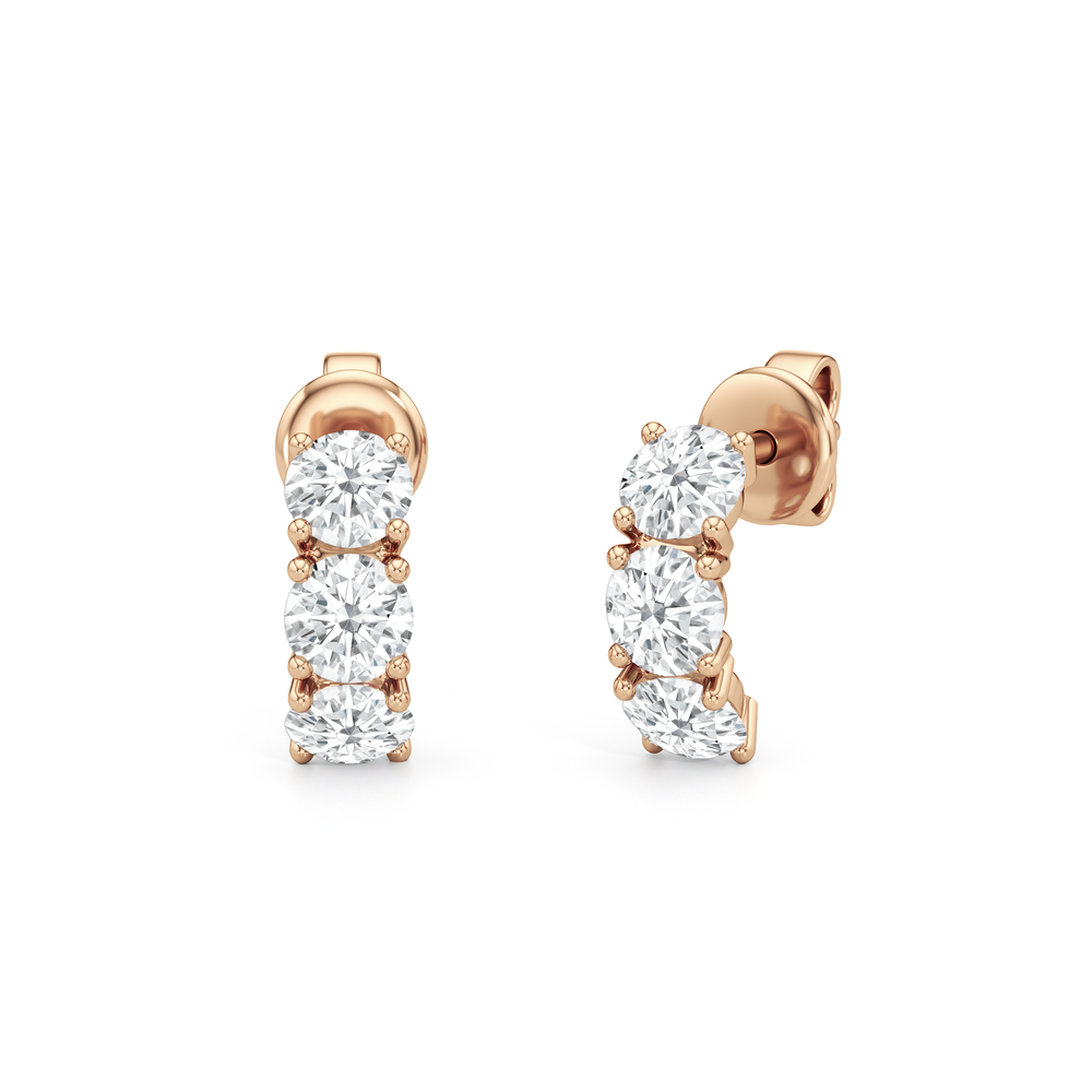 Selene 3-Stone Earrings with 14KT Rose Gold / Lab / 5/8 Cut Diamond in 14KT Rose Gold / Lab / 5/8 view 1
