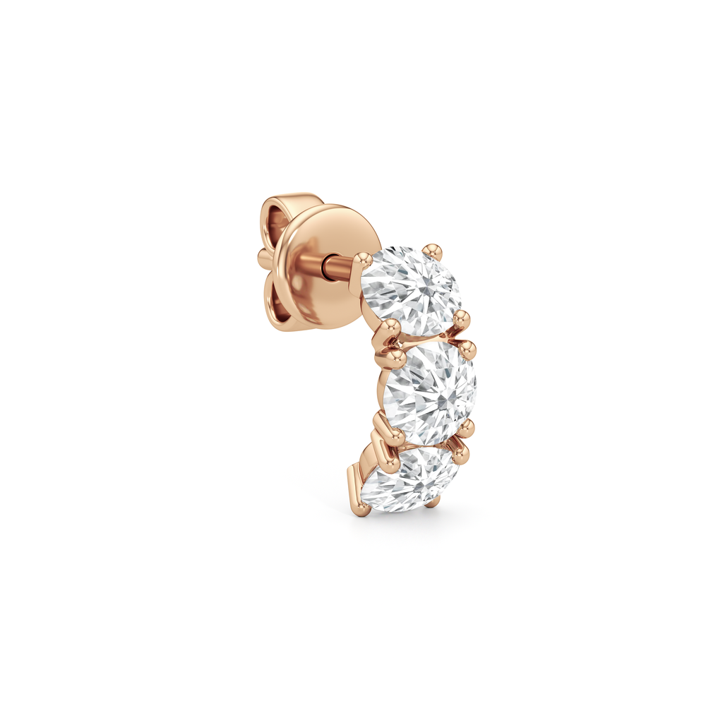 Selene 3-Stone Earrings with 14KT Rose Gold / Lab / 5/8 Cut Diamond in 14KT Rose Gold / Lab / 5/8 view 5
