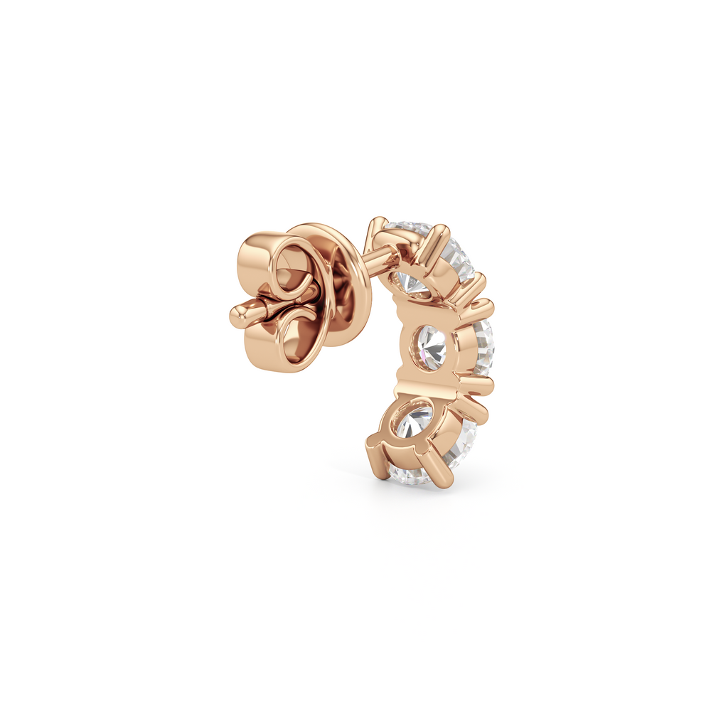 Selene 3-Stone Earrings with 14KT Rose Gold / Lab / 5/8 Cut Diamond in 14KT Rose Gold / Lab / 5/8 view 6
