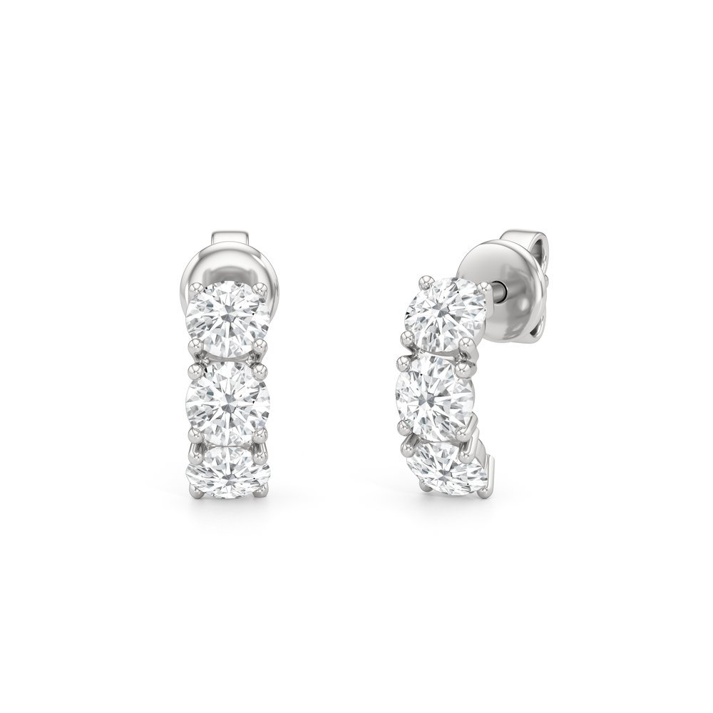 Selene 3-Stone Earrings with 14KT White Gold / Lab / 5/8 Cut Diamond in 14KT White Gold / Lab / 5/8 view 1
