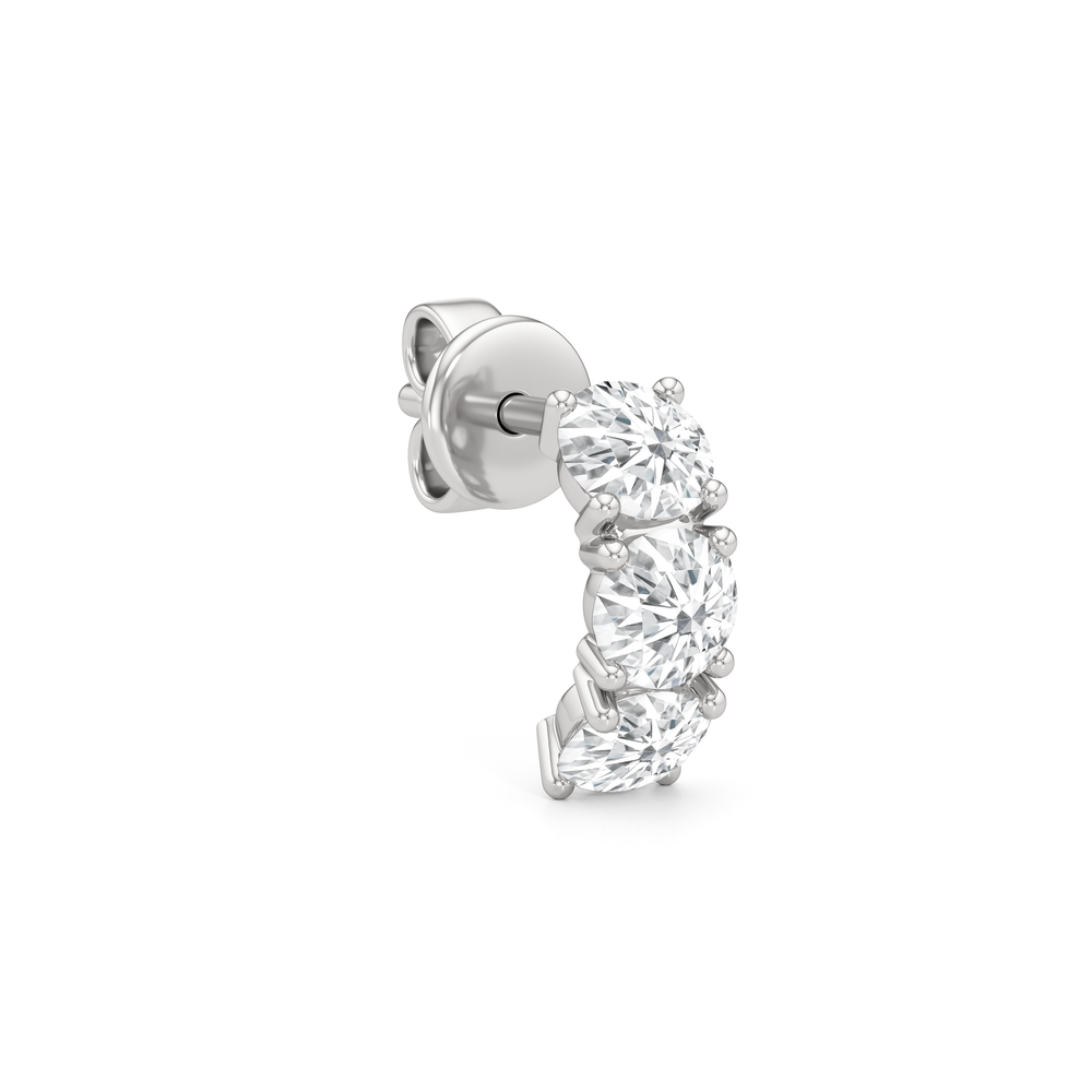 Selene 3-Stone Earrings with 14KT White Gold / Lab / 5/8 Cut Diamond in 14KT White Gold / Lab / 5/8 view 5
