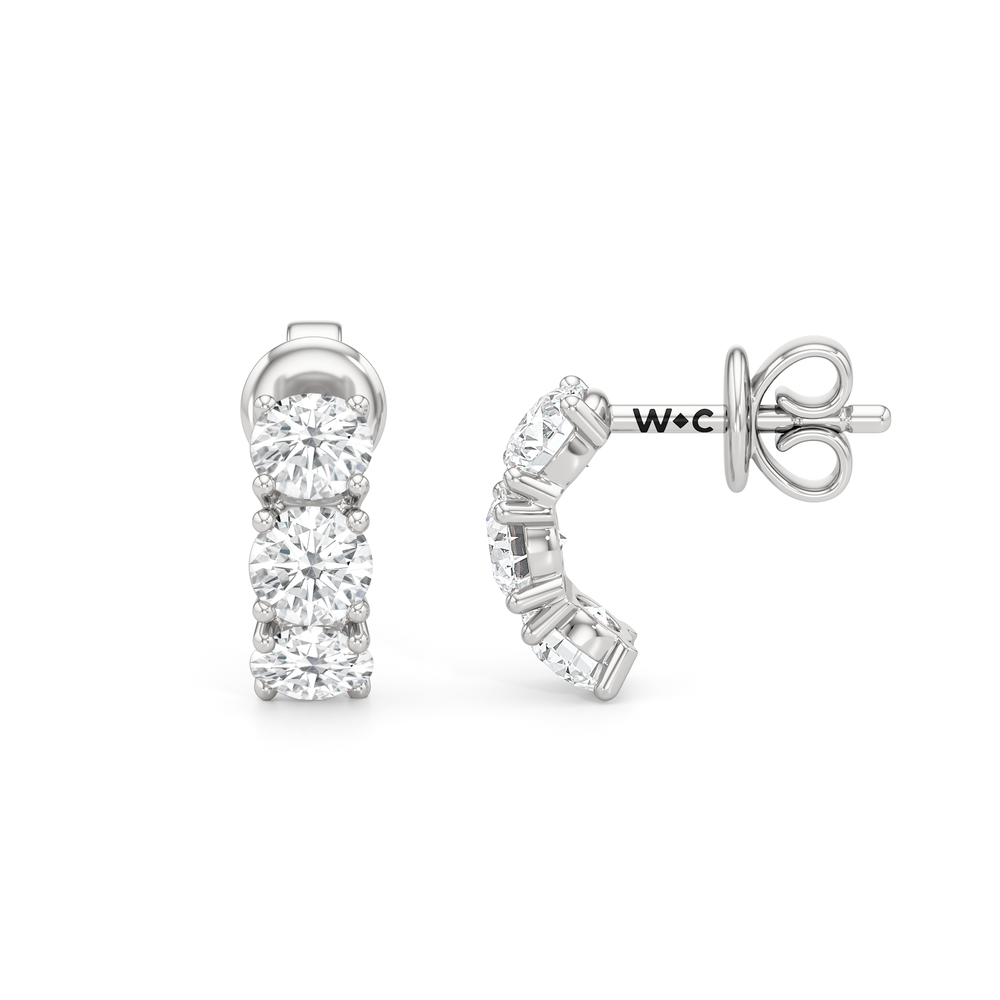 Selene 3-Stone Earrings with 14KT White Gold / Lab / 5/8 Cut Diamond in 14KT White Gold / Lab / 5/8 view 2
