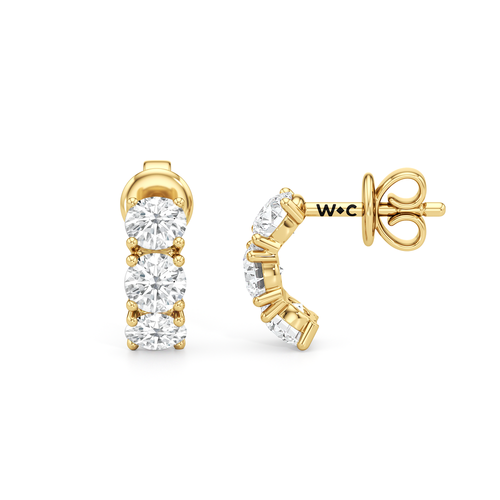 Selene 3-Stone Earrings with 14KT Yellow Gold / Lab / 5/8 Cut Diamond in 14KT Yellow Gold / Lab / 5/8 view 2
