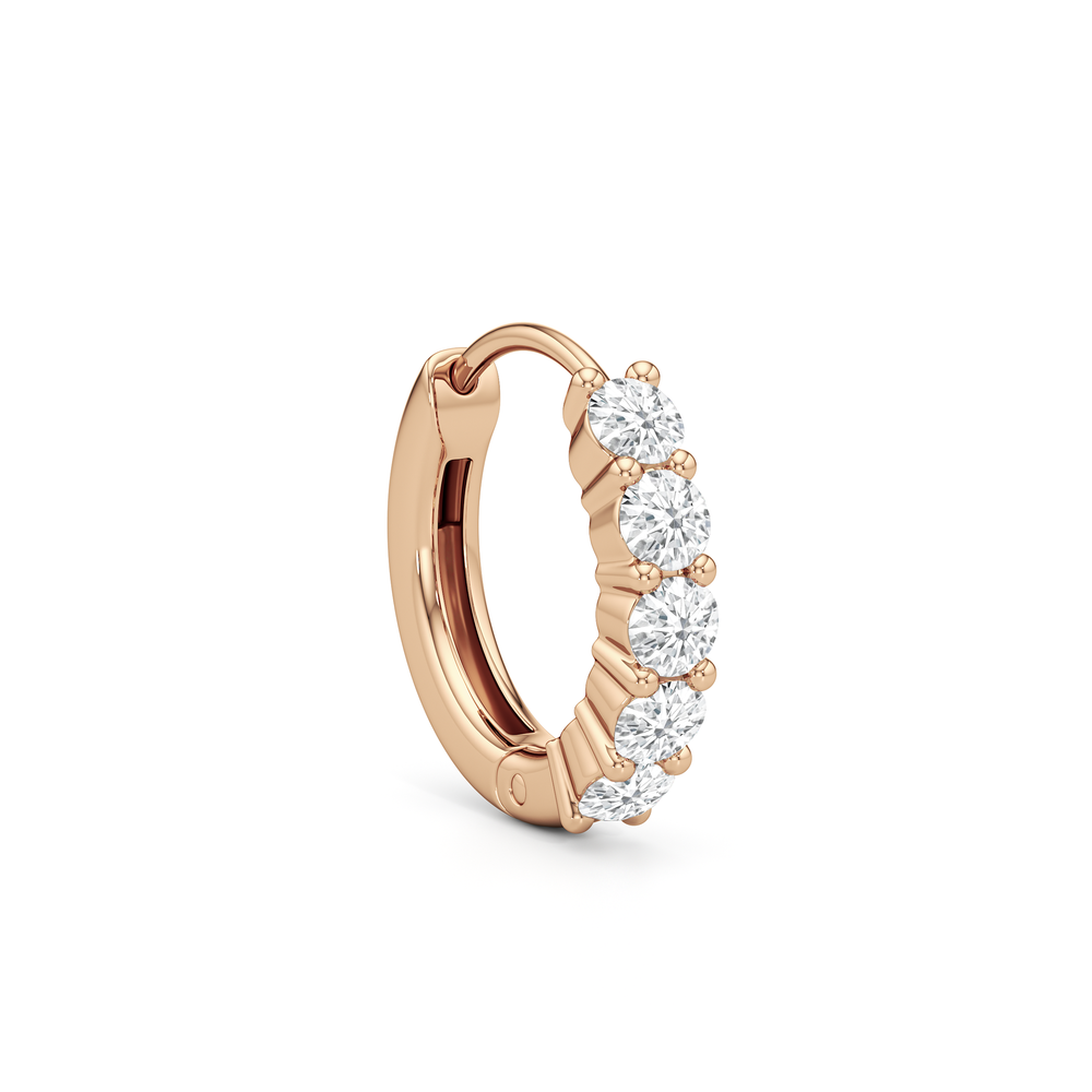 Bask Huggie Hoops with 14KT Rose Gold / Lab / 3/8 Cut Diamond in 14KT Rose Gold / Lab / 3/8 view 5
