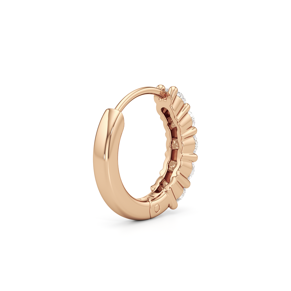 Bask Huggie Hoops with 14KT Rose Gold / Lab / 3/8 Cut Diamond in 14KT Rose Gold / Lab / 3/8 view 6
