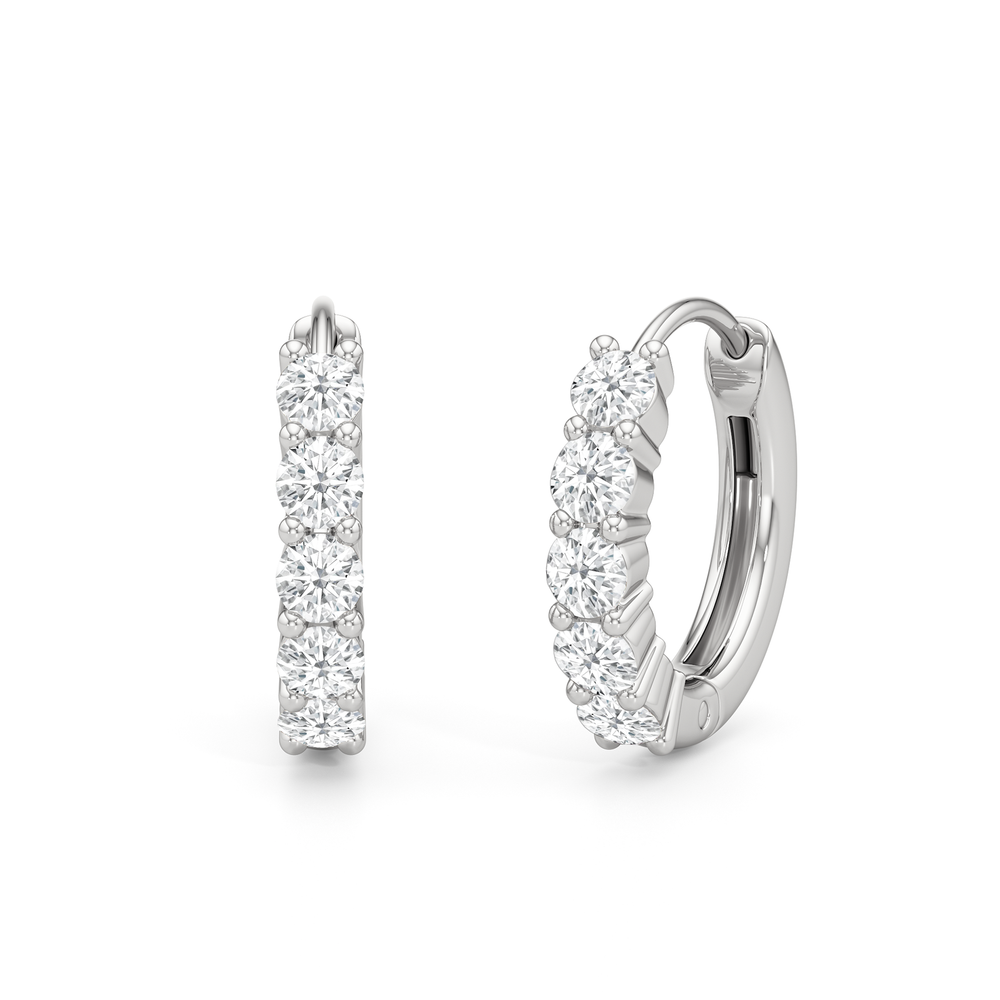 Bask Huggie Hoops with 14KT White Gold / Lab / 3/8 Cut Diamond in 14KT White Gold / Lab / 3/8 view 1
