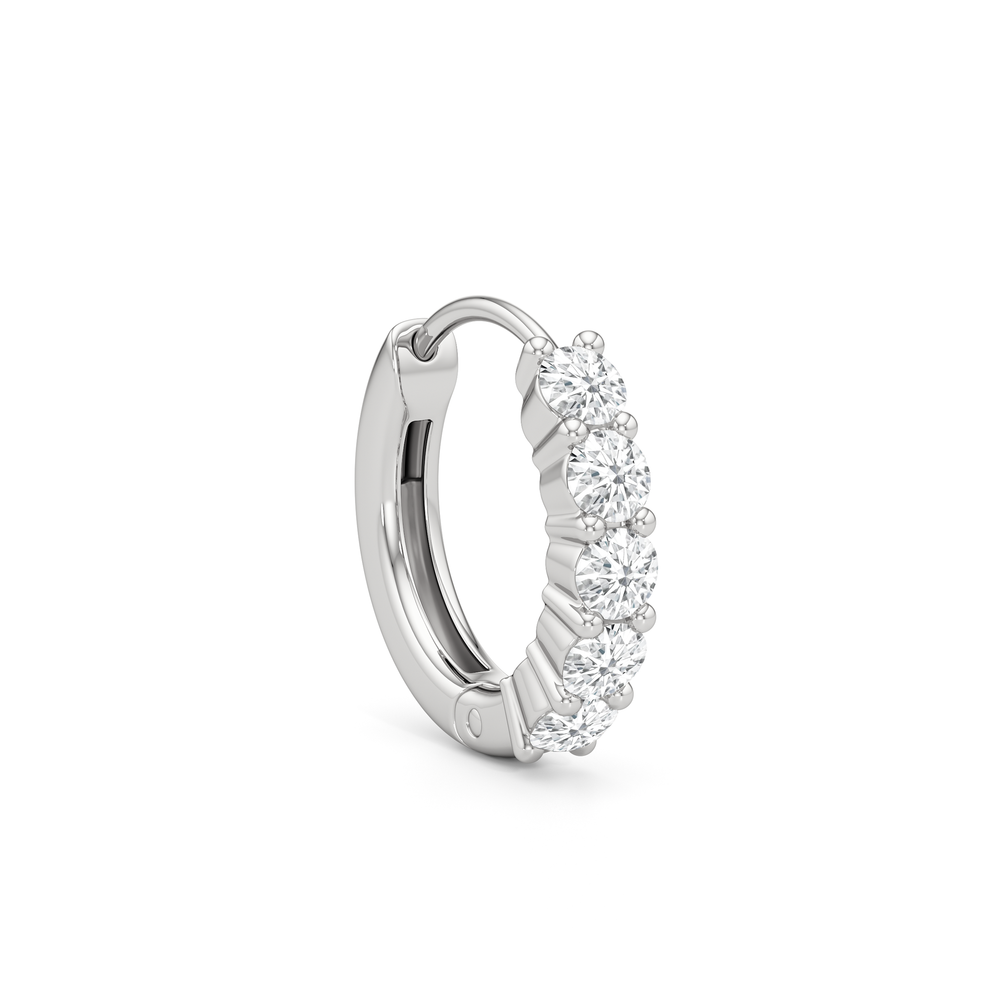 Bask Huggie Hoops with 14KT White Gold / Lab / 3/8 Cut Diamond in 14KT White Gold / Lab / 3/8 view 5
