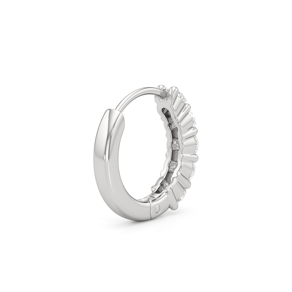 Bask Huggie Hoops with 14KT White Gold / Lab / 3/8 Cut Diamond in 14KT White Gold / Lab / 3/8 view 6
