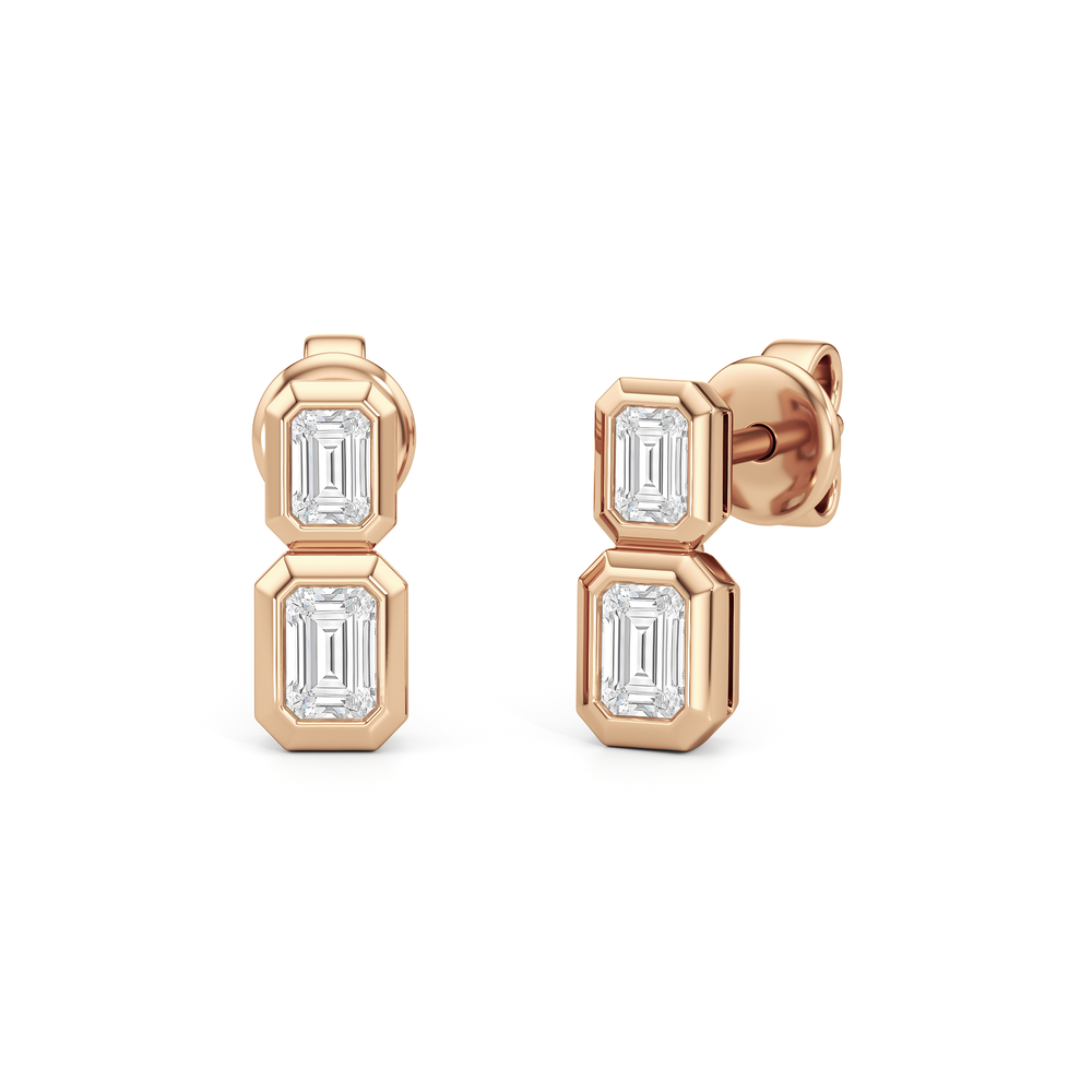 Ana Two Stone Studs with 14KT Rose Gold / Lab / 1/2 Cut Diamond in 14KT Rose Gold / Lab / 1/2 view 1

