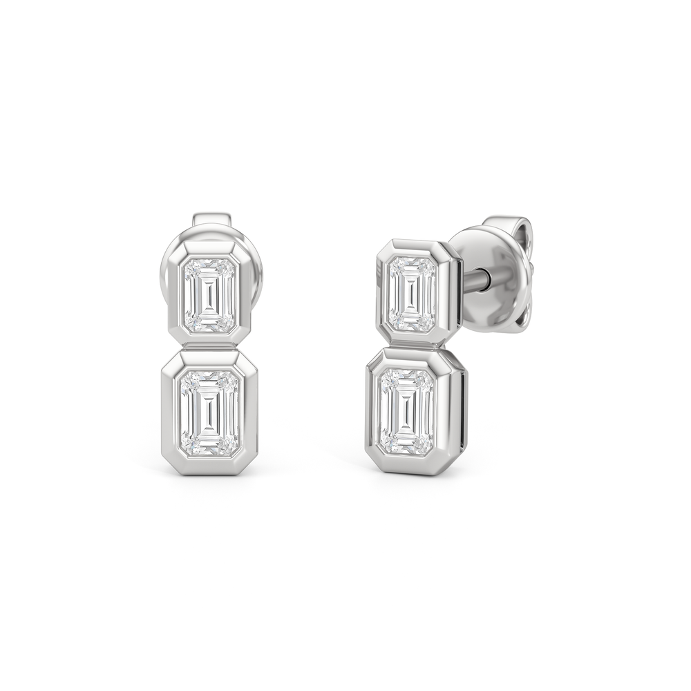 Ana Two Stone Studs with 14KT White Gold / Lab / 1/2 Cut Diamond in 14KT White Gold / Lab / 1/2 view 1
