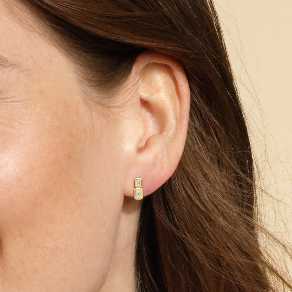 Ana Two Stone Studs with 14KT Rose Gold / Lab / 1/2 Cut Diamond in 14KT Rose Gold / Lab / 1/2 view 2
