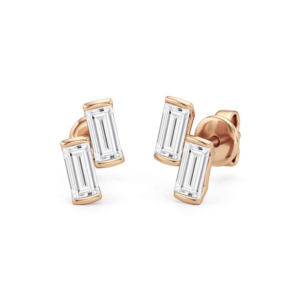 Drift Baguette Studs with 14KT Rose Gold / Lab / 1/5 Cut Diamond in 14KT Rose Gold / Lab / 1/5 view 1
