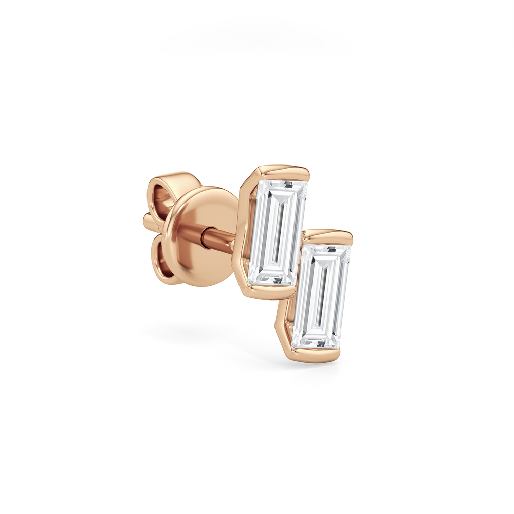 Drift Baguette Studs with 14KT Rose Gold / Lab / 1/5 Cut Diamond in 14KT Rose Gold / Lab / 1/5 view 5
