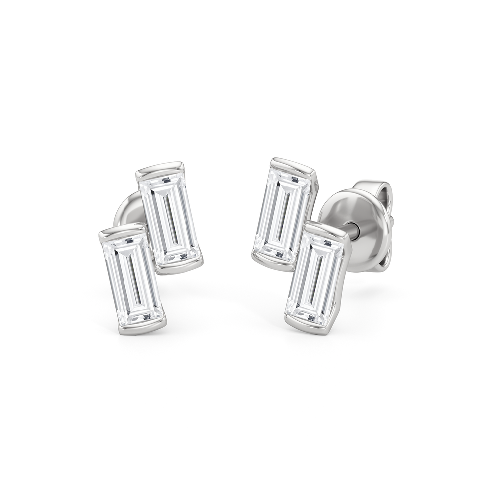 Drift Baguette Studs with 14KT White Gold / Lab / 1/5 Cut Diamond in 14KT White Gold / Lab / 1/5 view 1
