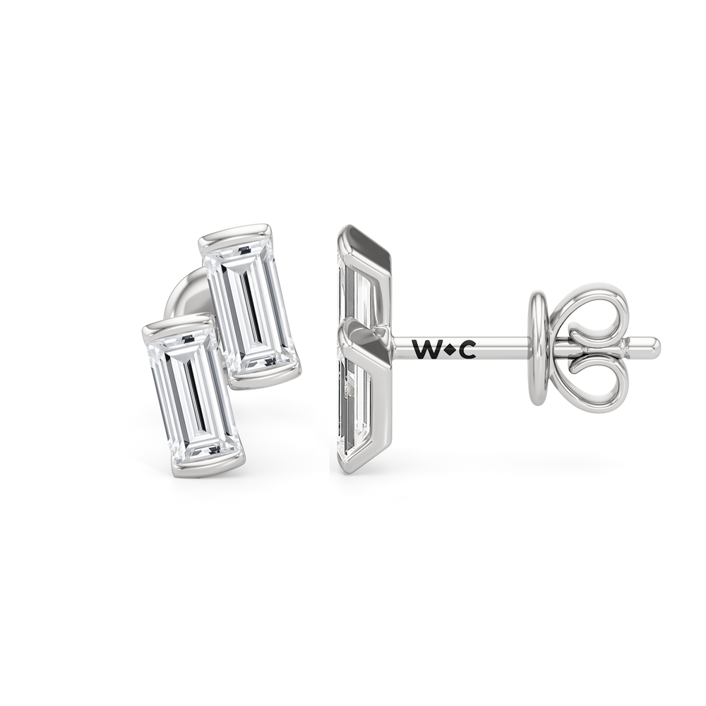 Drift Baguette Studs with 14KT White Gold / Lab / 1/5 Cut Diamond in 14KT White Gold / Lab / 1/5 view 2
