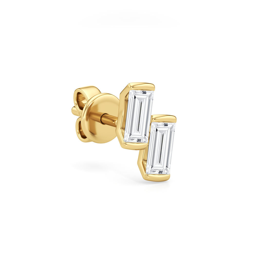 Drift Baguette Studs with 14KT Yellow Gold / Lab / 1/5 Cut Diamond in 14KT Yellow Gold / Lab / 1/5 view 5
