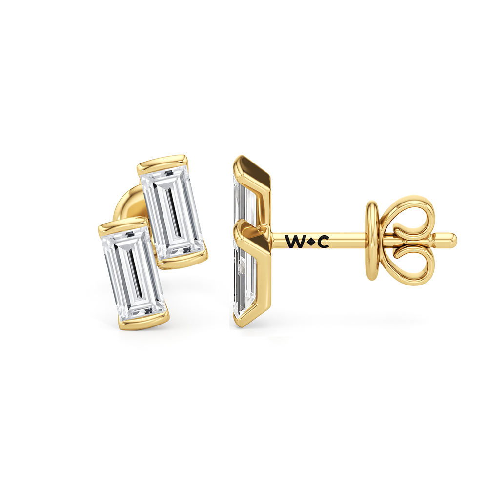 Drift Baguette Studs with 14KT Yellow Gold / Lab / 1/5 Cut Diamond in 14KT Yellow Gold / Lab / 1/5 view 2
