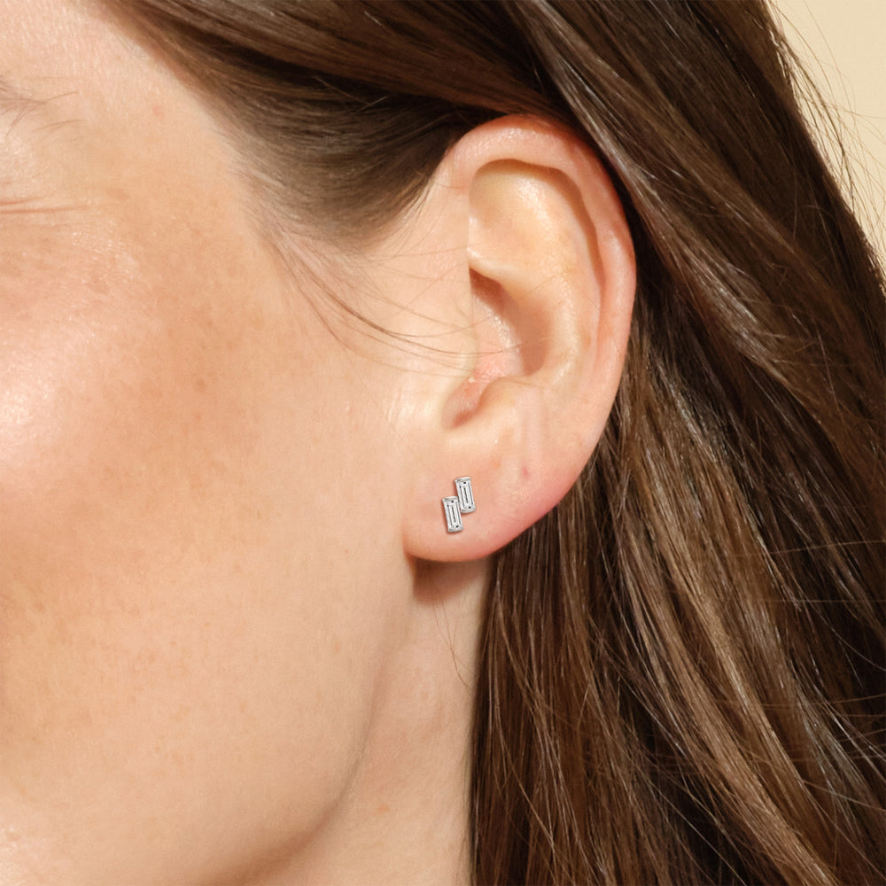 Drift Baguette Studs with 14KT Rose Gold / Lab / 1/5 Cut Diamond in 14KT Rose Gold / Lab / 1/5 view 4
