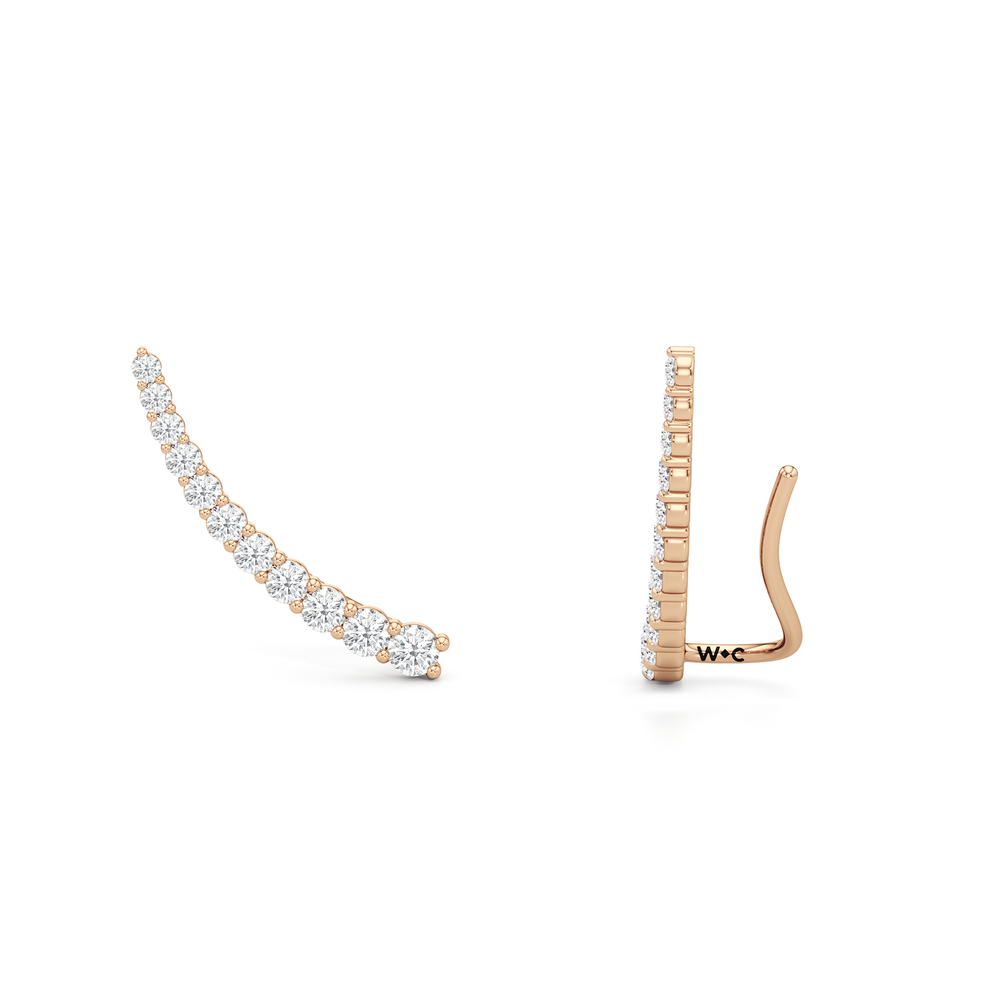 Lyra Climber Earrings with 14KT Rose Gold / Lab / 1/2 Cut Diamond in 14KT Rose Gold / Lab / 1/2 view 2
