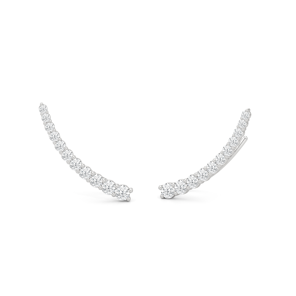 Lyra Climber Earrings with 14KT White Gold / Lab / 1/2 Cut Diamond in 14KT White Gold / Lab / 1/2 view 1

