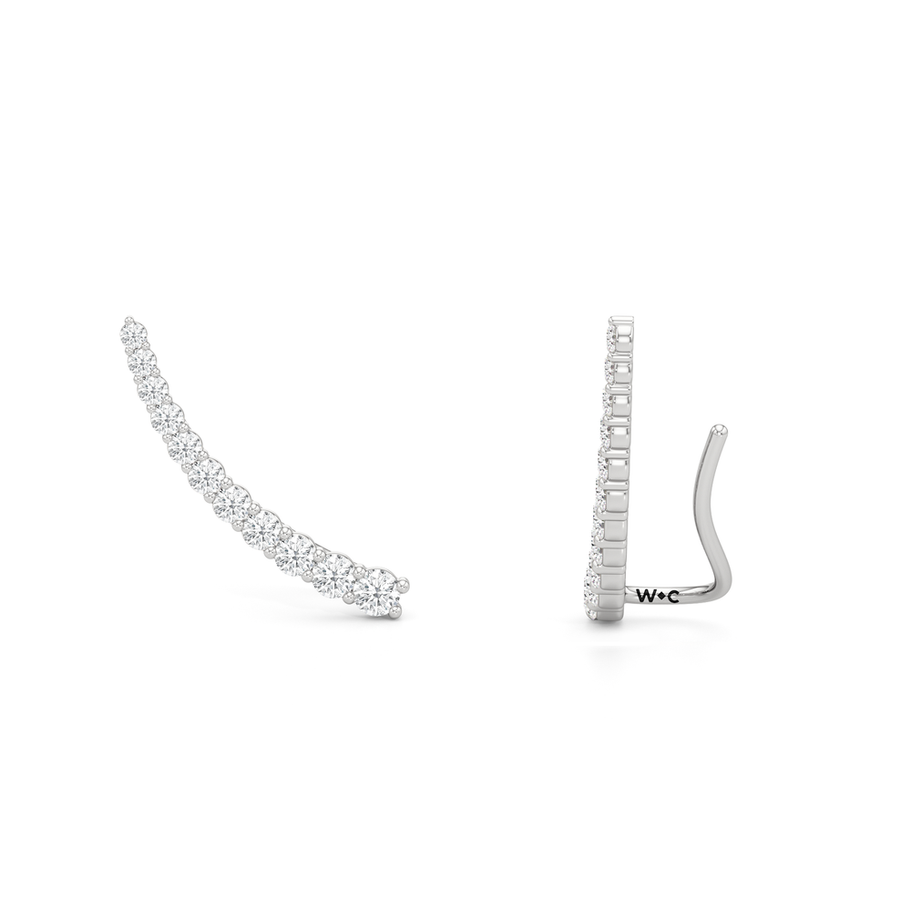 Lyra Climber Earrings with 14KT White Gold / Lab / 1/2 Cut Diamond in 14KT White Gold / Lab / 1/2 view 2
