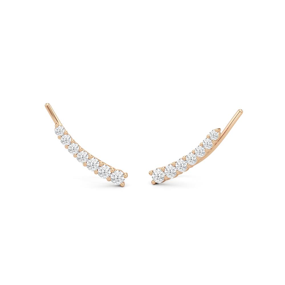 Lyra Climber Earrings with 14KT Rose Gold / Lab / 1/4 Cut Diamond in 14KT Rose Gold / Lab / 1/4 view 1
