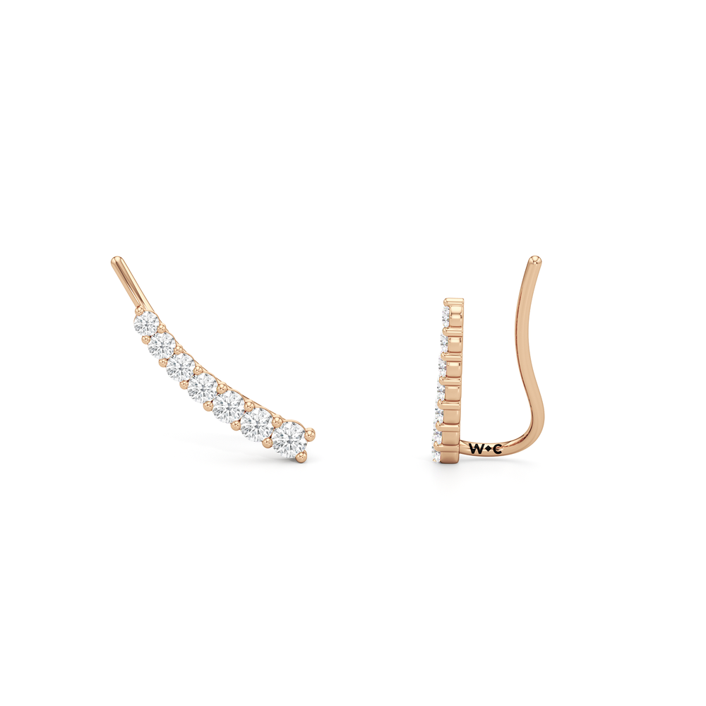 Lyra Climber Earrings with 14KT Rose Gold / Lab / 1/4 Cut Diamond in 14KT Rose Gold / Lab / 1/4 view 2
