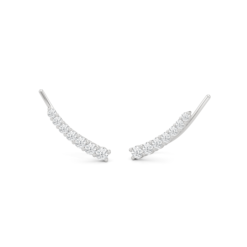 Lyra Climber Earrings with 14KT White Gold / Lab / 1/4 Cut Diamond in 14KT White Gold / Lab / 1/4 view 1
