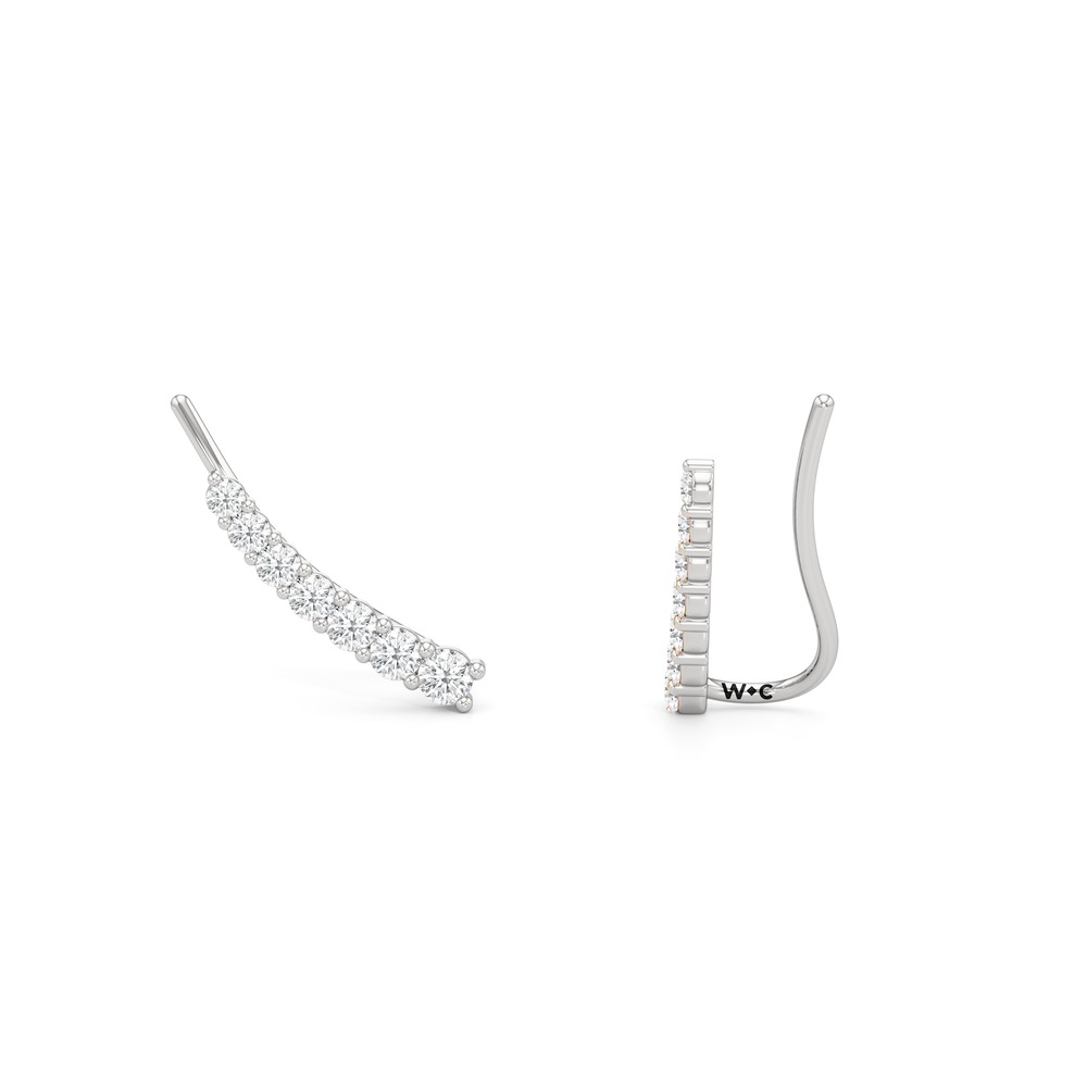 Lyra Climber Earrings with 14KT White Gold / Lab / 1/4 Cut Diamond in 14KT White Gold / Lab / 1/4 view 2
