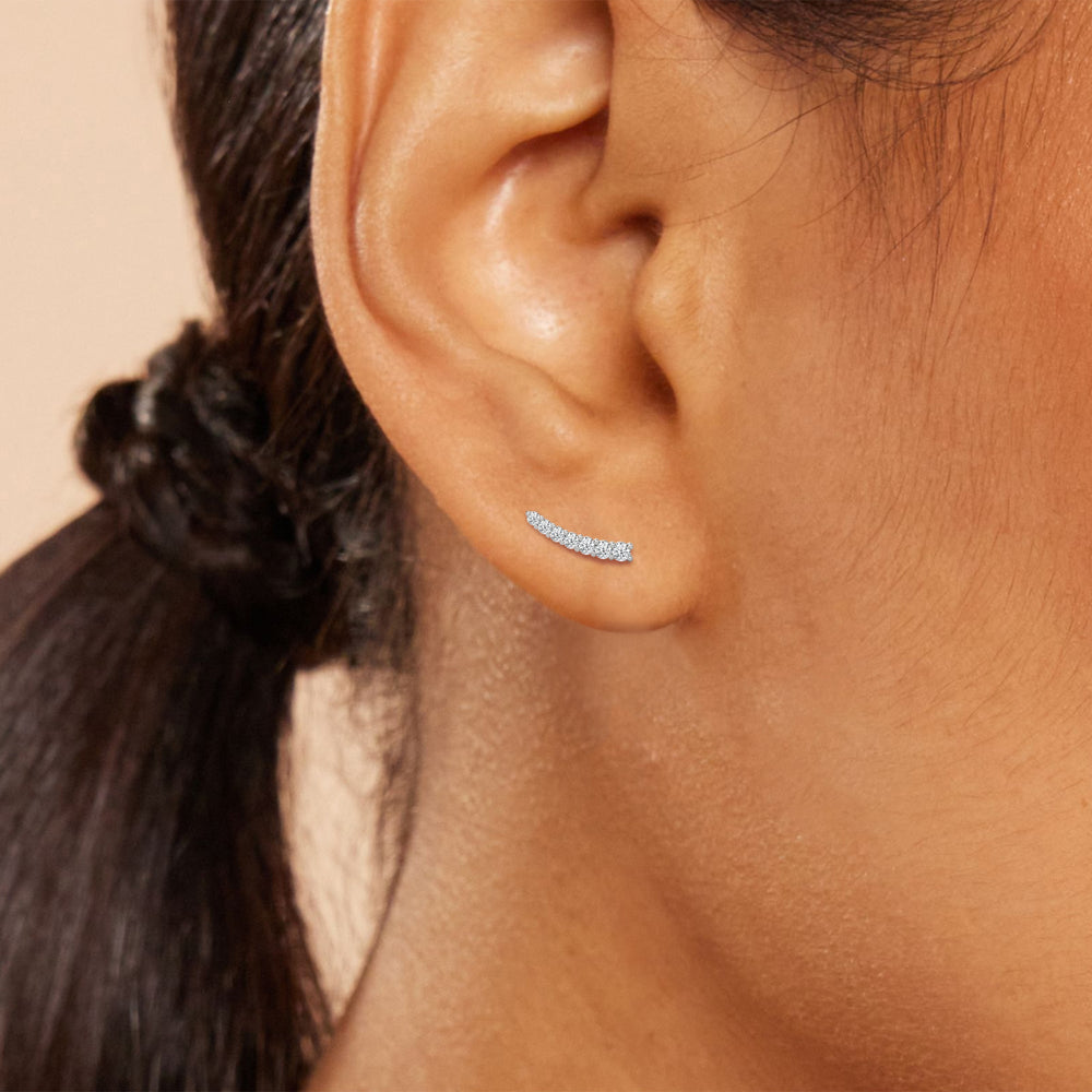 Lyra Climber Earrings with 14KT Yellow Gold / Lab / 1/4 Cut Diamond in 14KT Yellow Gold / Lab / 1/4 view 3
