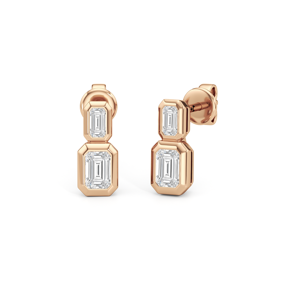 Ana Two Stone Studs with 14KT Rose Gold / Lab / 1/3 Cut Diamond in 14KT Rose Gold / Lab / 1/3 view 1
