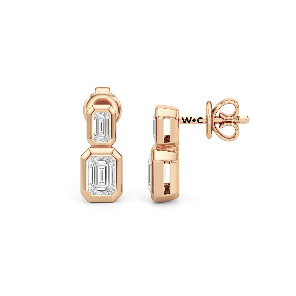 Ana Two Stone Studs with 14KT Rose Gold / Lab / 1/3 Cut Diamond in 14KT Rose Gold / Lab / 1/3 view 6
