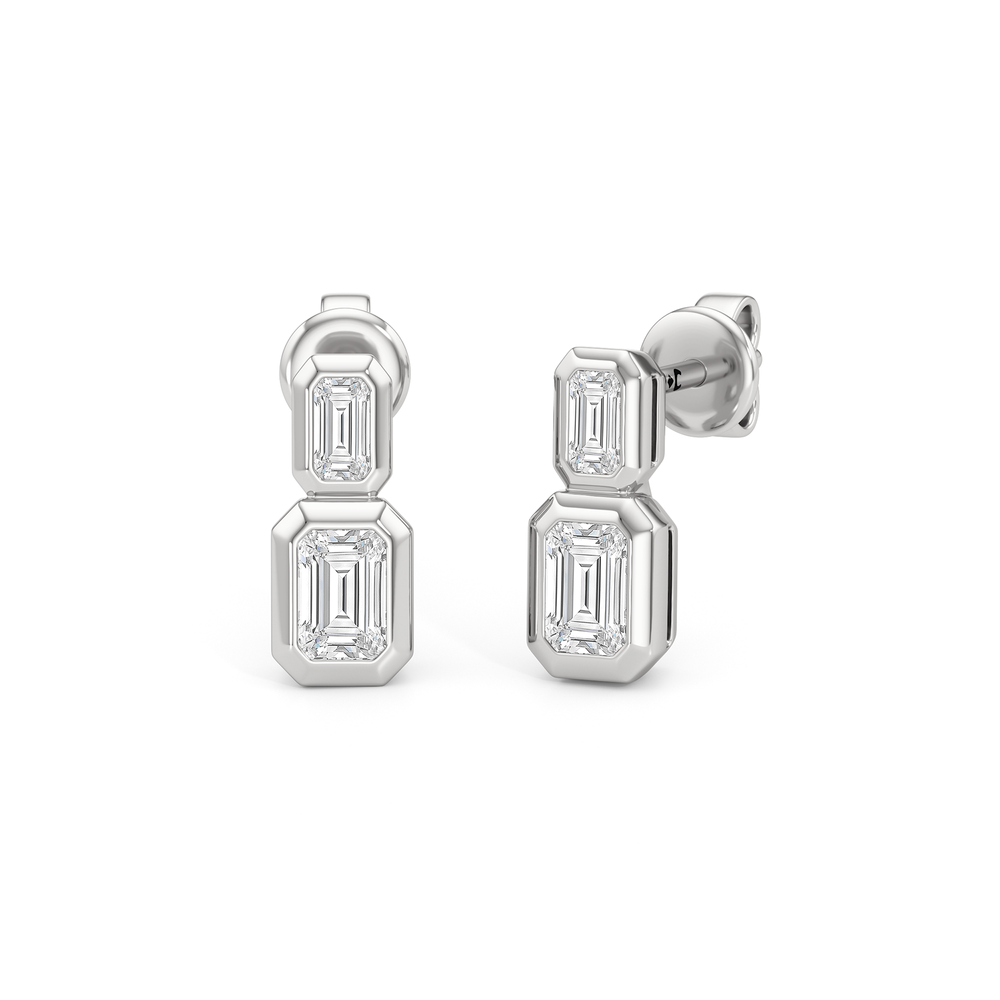 Ana Two Stone Studs with 14KT White Gold / Lab / 1/3 Cut Diamond in 14KT White Gold / Lab / 1/3 view 1
