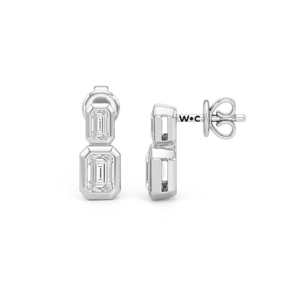 Ana Two Stone Studs with 14KT White Gold / Lab / 1/3 Cut Diamond in 14KT White Gold / Lab / 1/3 view 6
