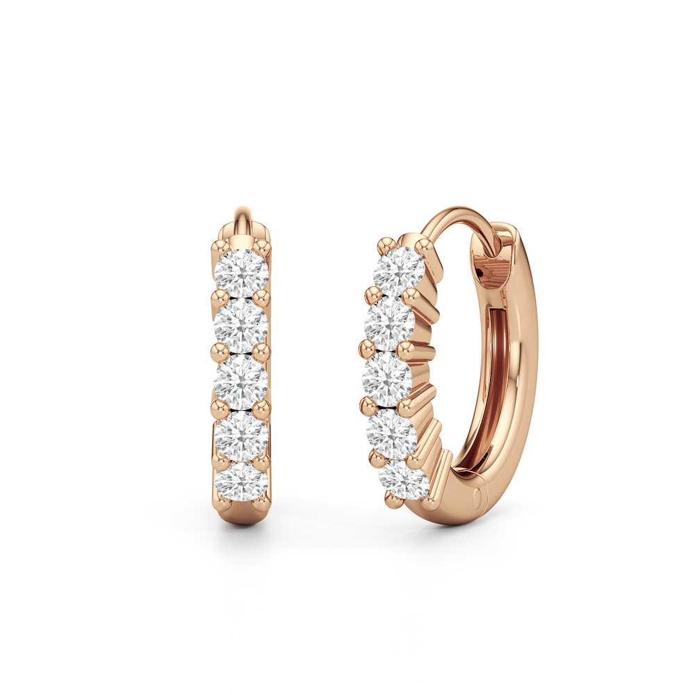 Bask Huggie Hoops with 14KT Rose Gold / Lab / 1/5 Cut Diamond in 14KT Rose Gold / Lab / 1/5 view 1
