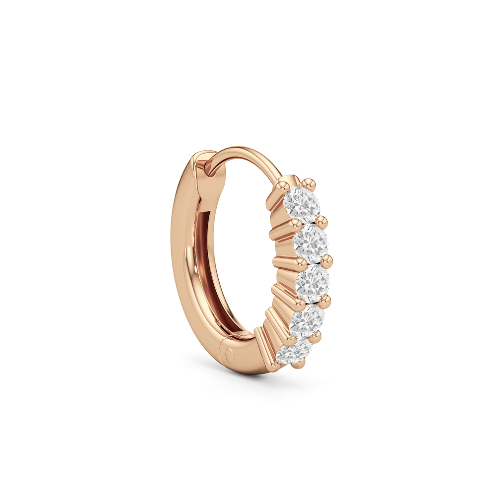 Bask Huggie Hoops with 14KT Rose Gold / Lab / 1/5 Cut Diamond in 14KT Rose Gold / Lab / 1/5 view 5
