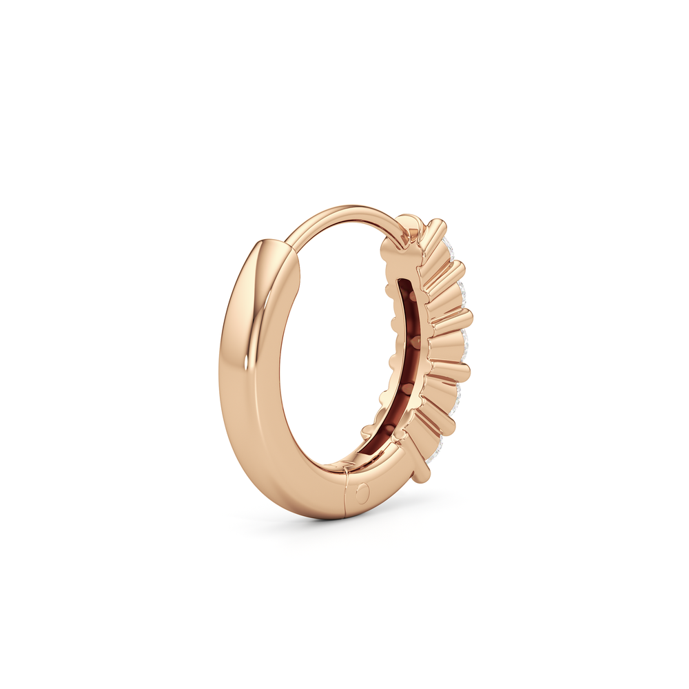Bask Huggie Hoops with 14KT Rose Gold / Lab / 1/5 Cut Diamond in 14KT Rose Gold / Lab / 1/5 view 6
