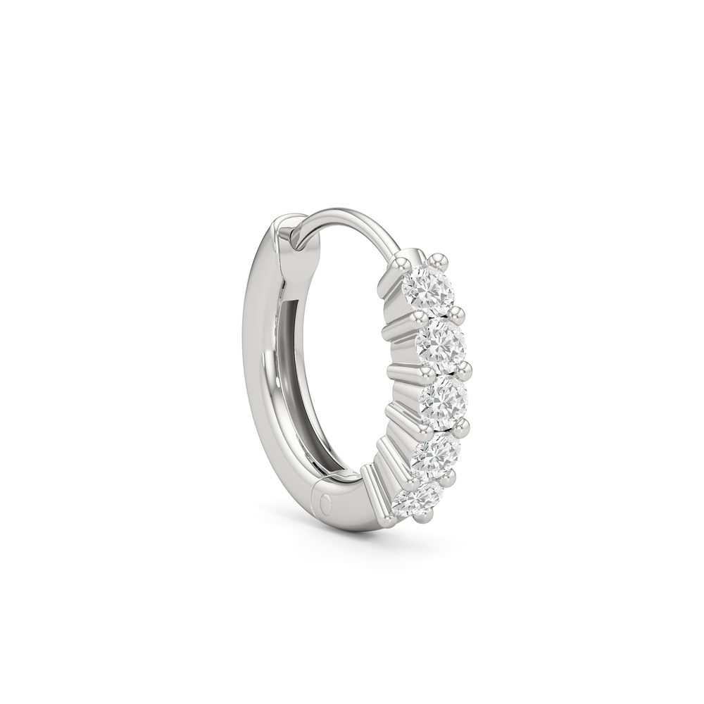 Bask Huggie Hoops with 14KT White Gold / Lab / 1/5 Cut Diamond in 14KT White Gold / Lab / 1/5 view 5
