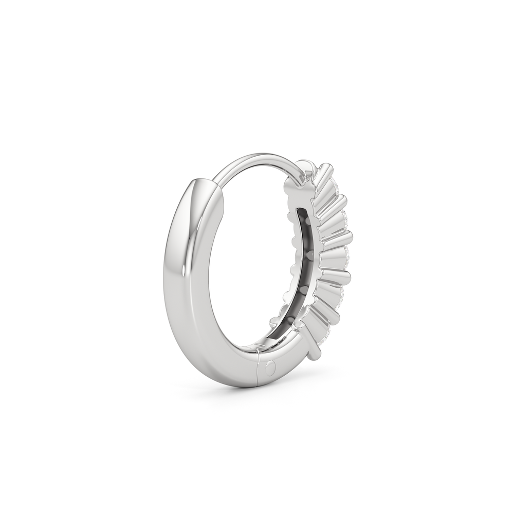 Bask Huggie Hoops with 14KT White Gold / Lab / 1/5 Cut Diamond in 14KT White Gold / Lab / 1/5 view 6
