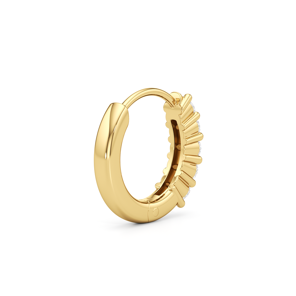 Bask Huggie Hoops with 14KT Yellow Gold / Lab / 1/5 Cut Diamond in 14KT Yellow Gold / Lab / 1/5 view 6

