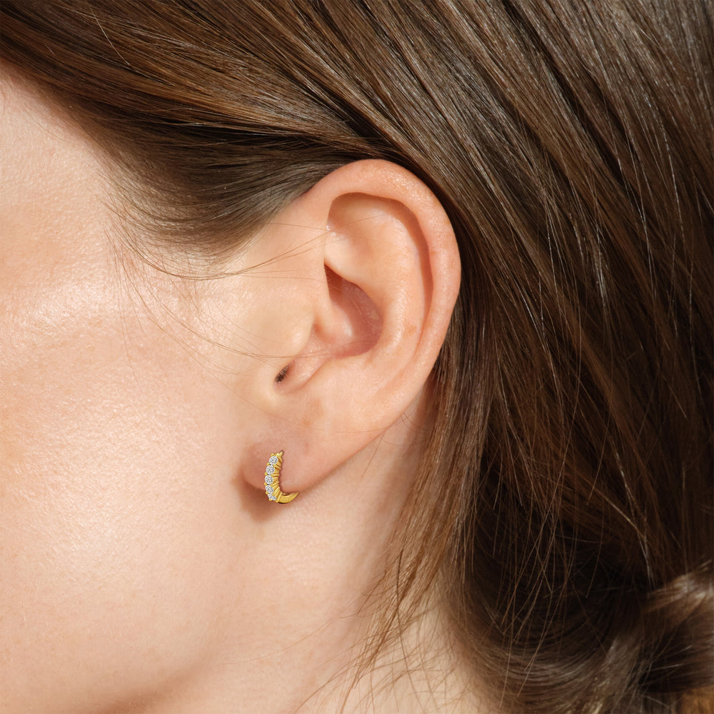 Bask Huggie Hoops with 14KT Yellow Gold / Lab / 1/5 Cut Diamond in 14KT Yellow Gold / Lab / 1/5 view 4
