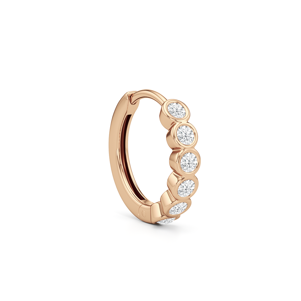 Muse Huggie Hoops with 14KT Rose Gold / Lab / 1/4 Cut Diamond in 14KT Rose Gold / Lab / 1/4 view 5
