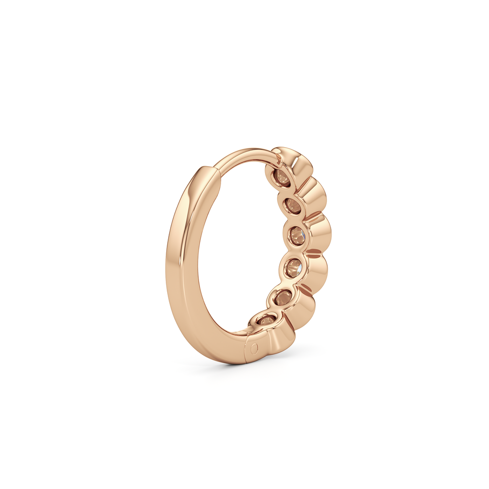 Muse Huggie Hoops with 14KT Rose Gold / Lab / 1/4 Cut Diamond in 14KT Rose Gold / Lab / 1/4 view 6
