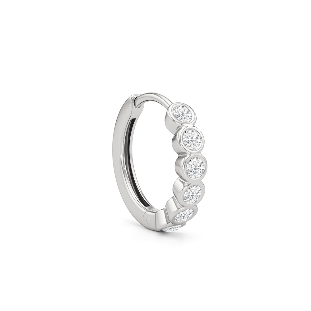 Muse Huggie Hoops with 14KT White Gold / Lab / 1/4 Cut Diamond in 14KT White Gold / Lab / 1/4 view 5
