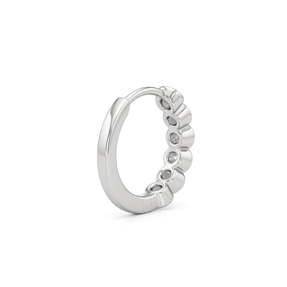 Muse Huggie Hoops with 14KT White Gold / Lab / 1/4 Cut Diamond in 14KT White Gold / Lab / 1/4 view 6
