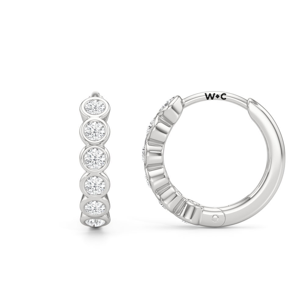 Muse Huggie Hoops with 14KT White Gold / Lab / 1/4 Cut Diamond in 14KT White Gold / Lab / 1/4 view 2
