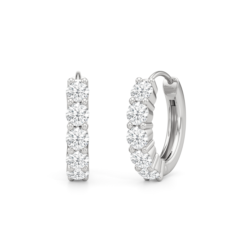Bask Huggie Hoops with 14KT White Gold / Lab / 5/8 Cut Diamond in 14KT White Gold / Lab / 5/8 view 1
