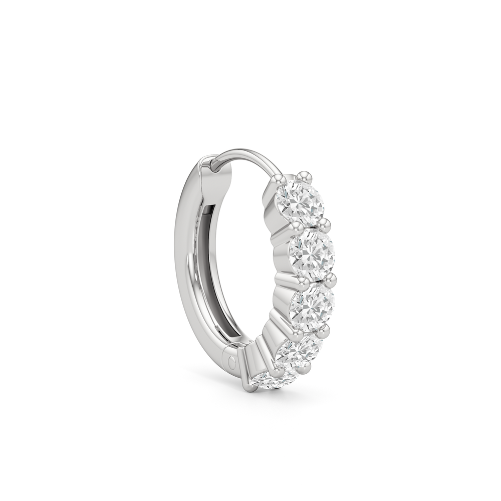 Bask Huggie Hoops with 14KT White Gold / Lab / 5/8 Cut Diamond in 14KT White Gold / Lab / 5/8 view 5
