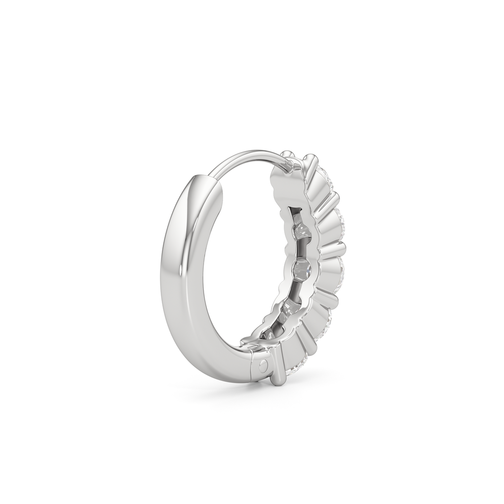 Bask Huggie Hoops with 14KT White Gold / Lab / 5/8 Cut Diamond in 14KT White Gold / Lab / 5/8 view 6
